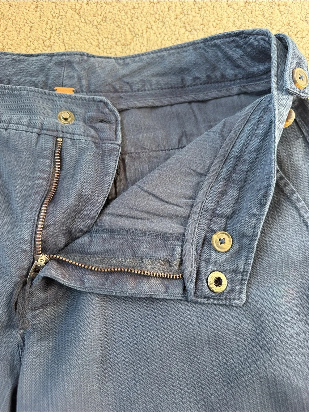 Free People Keepsake Herringbone Chino Shorts Blue Women’s Size 8 NWOT